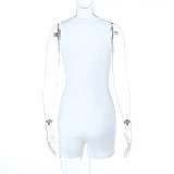 White Women Sleeveless Lace Patchwork Tight Romper SUM-25206