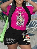 New Printed Short-sleeve Shirt Shorts Sports Two-piece Set For Women RS-Q333