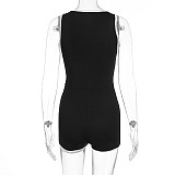Black Sexy Low-cut Women Sleeveless Tight Romper WSD-1994793