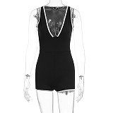 Black Sexy Low-cut Women Sleeveless Tight Romper WSD-1994793