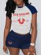 European American Fashion Printed Short Sleeve Women Two-piece Set RS-8018