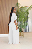 V-neck Crosse Short Top High-waisted Wide-leg Pants Two-piece NTY-7589