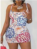 Summer Striped Slimming Halter Mini Dress RS-112