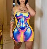 Summer Striped Slimming Halter Mini Dress RS-112