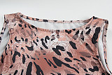 Women Leopard Print Sleeveless Round Neck Slim Tight Mini Dress WSD-1994410
