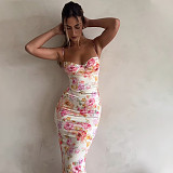 Fashion Print Women Straps Sleeveless Slim Long Dresses WSD-1992152