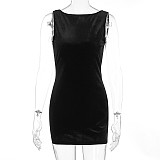 Women Backless Pearl Chain Black Straps Sexy Short Dresses WSD-1994357