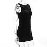 Women Backless Pearl Chain Black Straps Sexy Short Dresses WSD-1994357