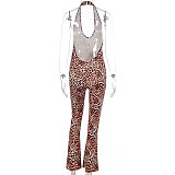 Sexy Leopard Print Women Backless Halter Flared Jumpsuit WSD-1994408