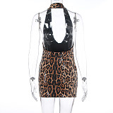Hot Sexy Backless Halter Leopard Print Women Mini Nightclub Dress WSD-1994392
