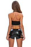 Black Patent Leather Women Hollow-out Nightclub Hot Shorts GZHY-864