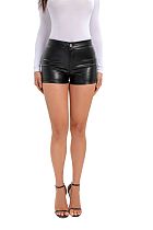 Black PU-leather Women High-waist Tight Hot Shorts GZHY-809