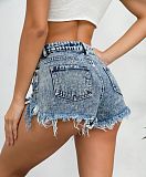 Women Sexy Broken-holes High-waist Denim Hot Shorts GZHY-6117