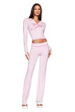 Slim Short Hoodied Long Sleeve High Waist Trouser Two Pieces Set RS-B8201