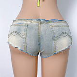 Women Low-waist Zipper Elastic Denim Hot Shorts GZHY-4007