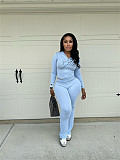Slim Short Hoodied Long Sleeve High Waist Trouser Two Pieces Set RS-B8201