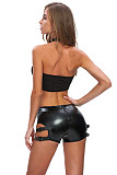 Black Patent Leather Women Hollow-out Nightclub Hot Shorts GZHY-864