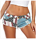 Women Flag Print Broken-hole Low-waist Denim Hotpants GZHY-388