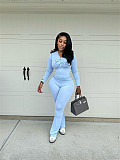 Slim Short Hoodied Long Sleeve High Waist Trouser Two Pieces Set RS-B8201