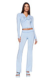 Slim Short Hoodied Long Sleeve High Waist Trouser Two Pieces Set RS-B8201