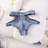 Sexy Hollow-out Lace-up High-waist Women Denim Hotpants GZHY-9035