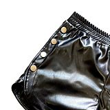 Black PU-leather Women High Waist Slit Shorts GZHY-814