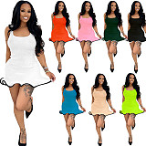 Summer Sleeveless Wavy Hem Fitted Strap Mini Dress RS-M3080
