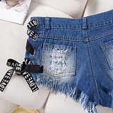 Sexy Broken-holes Women High-waist Denim Hotpants GZHY-808