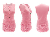 Sleeveless Top Flower Decorated Wrap Hip Skirt Set RS-M3083