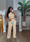 Summer Sleeveless Sweet Printed Wide-leg Trousers Set RS-3156