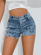 Women High Waist Broken Holes Denim Plus Size Hotpant GZHY-9047