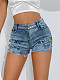 Women High Waist Broken Holes Denim Plus Size Hotpant GZHY-9047