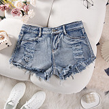 Super Sexy Broken Holes Girls High-waist Denim Hotpants GZHY-672