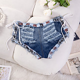 Super Sexy Broken Holes Women Lace-up Low-waist Nightclub Denim Hotpants GZHY-857