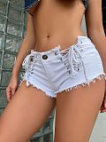 Women Lace-up High-waist Nightclub Denim Hotpant GZHY-9027