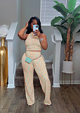 Summer Sleeveless Sweet Printed Wide-leg Trousers Set RS-3156