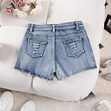 Women High Waist Broken Holes Denim Plus Size Hotpant GZHY-9047