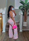 Summer Sleeveless Sweet Printed Wide-leg Trousers Set RS-3156