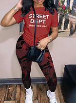 Summer Round Neck Short Sleeve Camouflage Print Trouser Suits RS-8881 Summer Round Neck Short Sleeve Camouflage Print Trouser Suits RS-8881