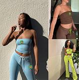 Strapless Wrap Chest High-waist Casual Trousers Outfits RS-B8198