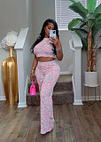 Summer Sleeveless Sweet Printed Wide-leg Trousers Set RS-3156