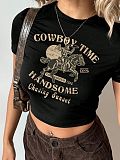 Summer Cool Spicy Letter Printed Slim Short Top RS-116415