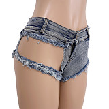Sexy Hollow-out High Waist Elastic Women Short Jeans GZHY-9021