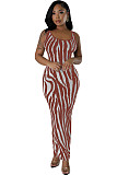 Zebra Print Elegant Long Dresses Backless Maxi Vest Dress RS-3146