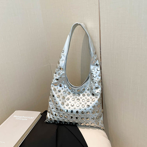 Spring Rivet Large Capacity Bucket Bag Single Shoulder Armpit Bag RS-3675CC