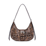 Motorcycle Single Shoulder Women's bag Rivets Pleats Underarm Crossbody Bag RS-21105