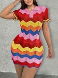 Candy Lapel Knitted Tight Fitting Buttocks Dress RS-1976
