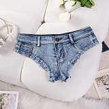 Women Broken Holes Low Waist Sexy Denim Hotpant Large Size GZHY-8871