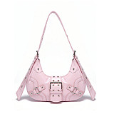 Motorcycle Single Shoulder Women's bag Rivets Pleats Underarm Crossbody Bag RS-21105