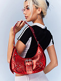 Motorcycle Single Shoulder Women's bag Rivets Pleats Underarm Crossbody Bag RS-21105